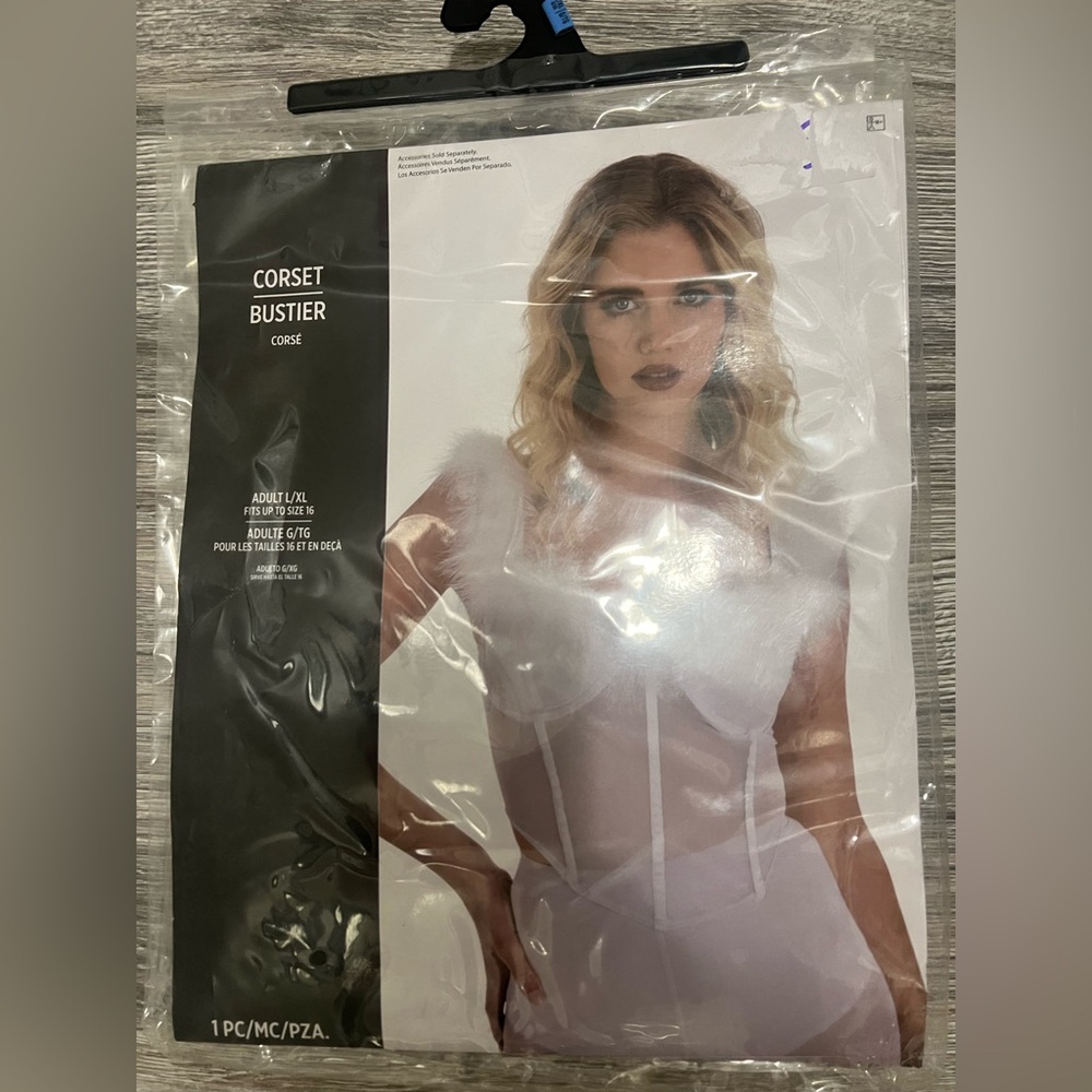 New Halloween Costume Angel White Corset Bustier Size L/XL Fits up to 14/16